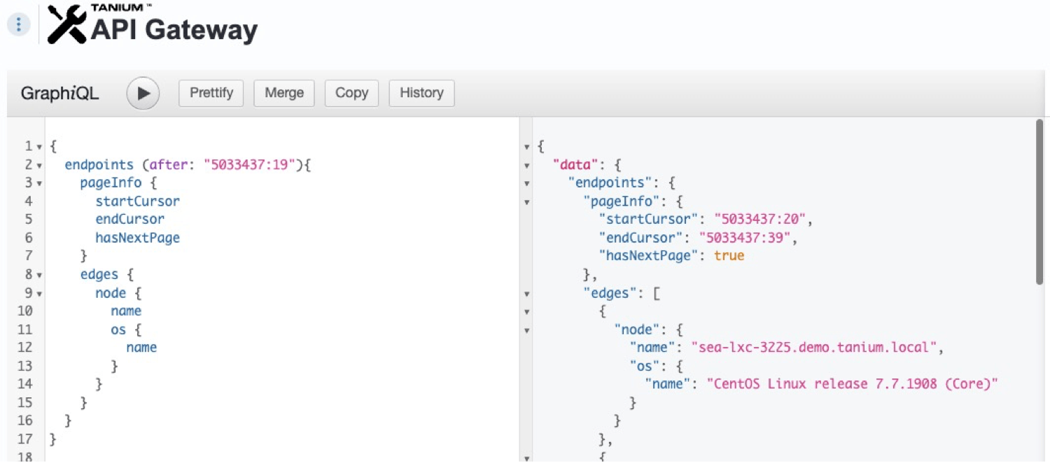 Capture d’écran 6 : itération vers l’ensemble de données suivant via le curseur dans graphQL