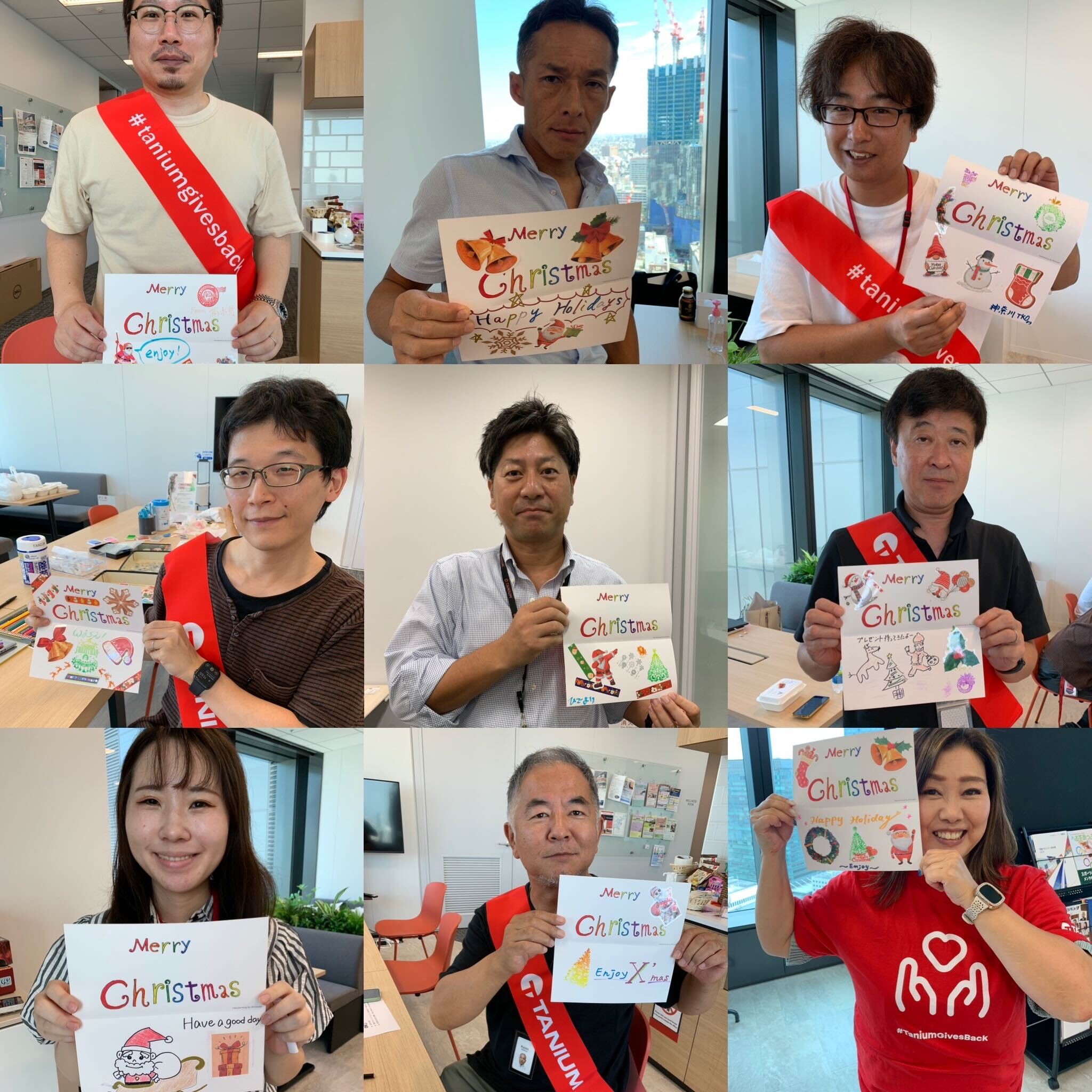 Le bureau de Tanium Japon crée des cartes de Noël pendant le mois annuel des dons