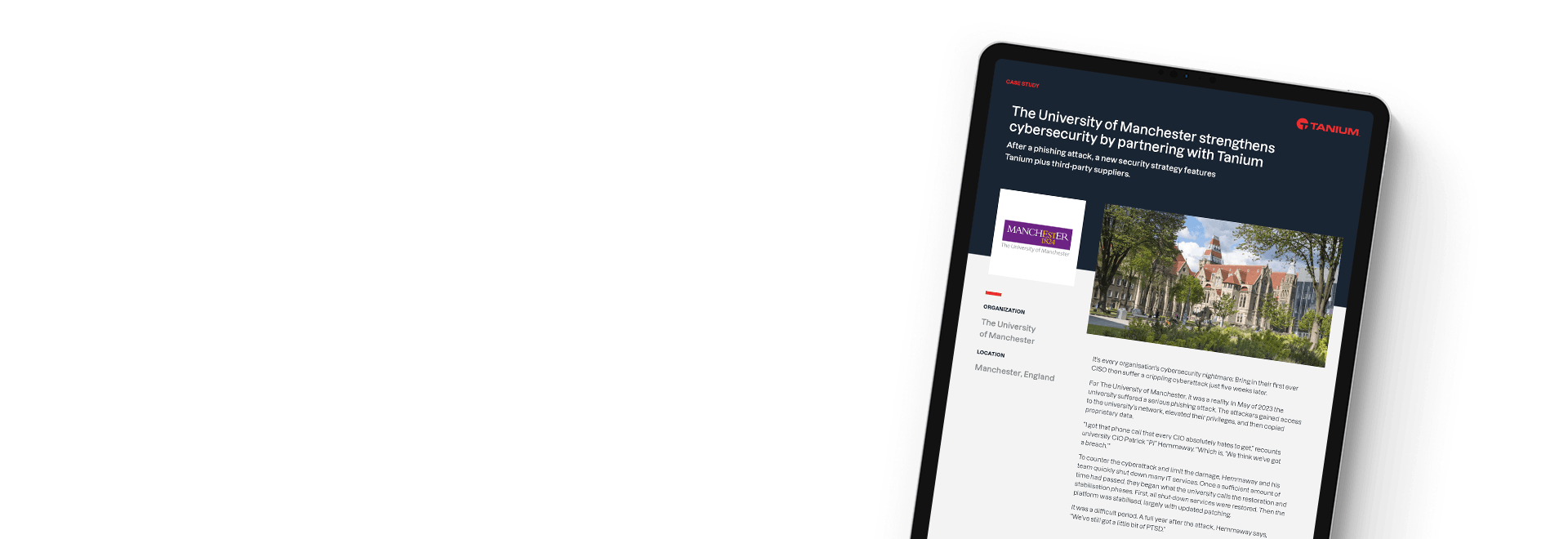 Étude de cas sur la cybersécurité de l’Université de Manchester avec Tanium