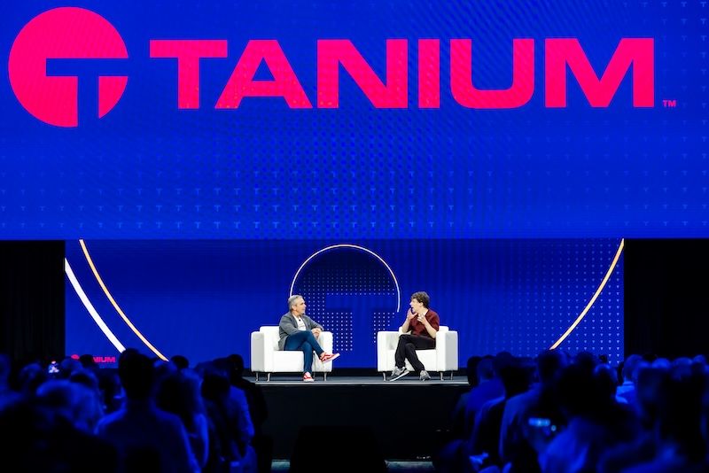Converge 2025 Dan Streetman, PDG de Tanium, et Jesse Eisenberg, acteur et réalisateur nommé aux Oscars