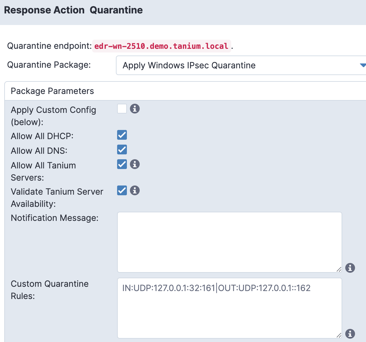 image montrant Tanium isolant un endpoint
