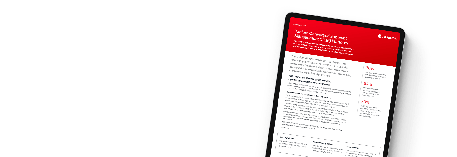 Maquette de tablette de la solution « Plateforme Converged Endpoint Management (XEM) »
