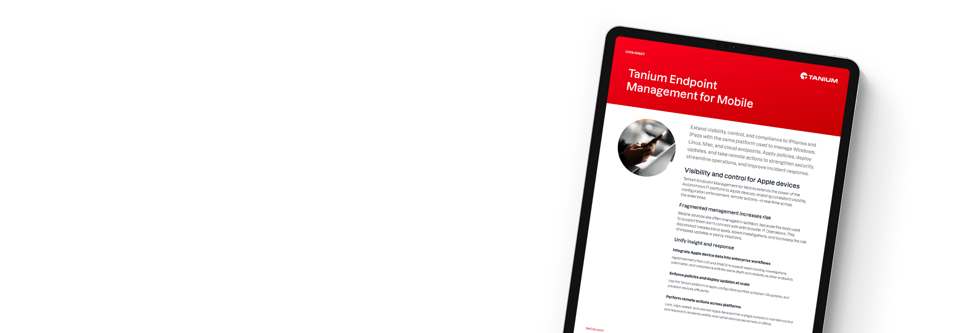 Feuille de données Tanium Endpoint Management pour mobile sur tablette