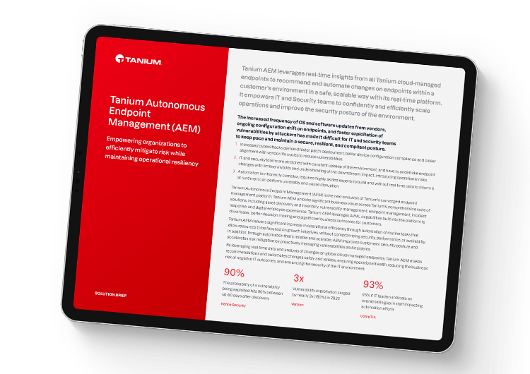 Image sur mobile : Aperçu de Autonomous Endpoint Management de Tanium (AEM)