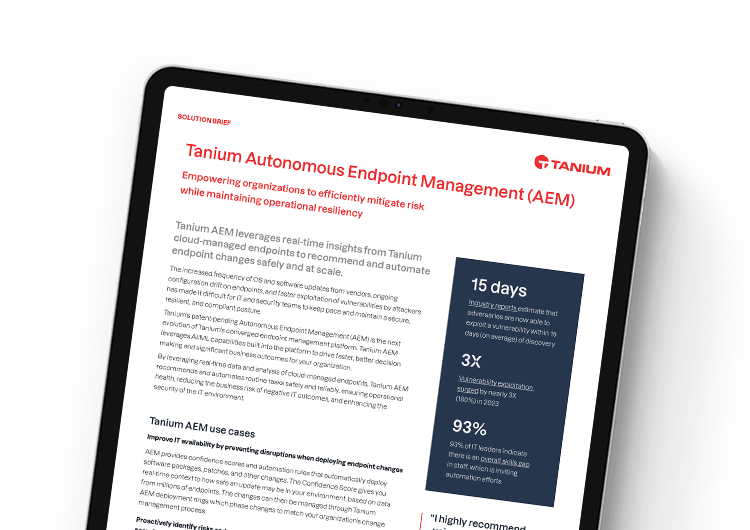 Image vedette mobile : Tanium Autonomous Endpoint Management condensé