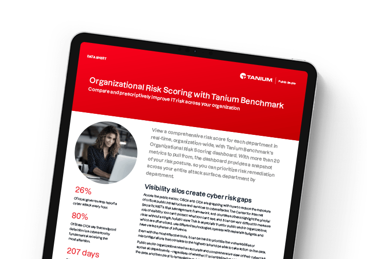 image présentée sur mobile. Aperçu des données du tableau de bord des cyber-risques Tanium