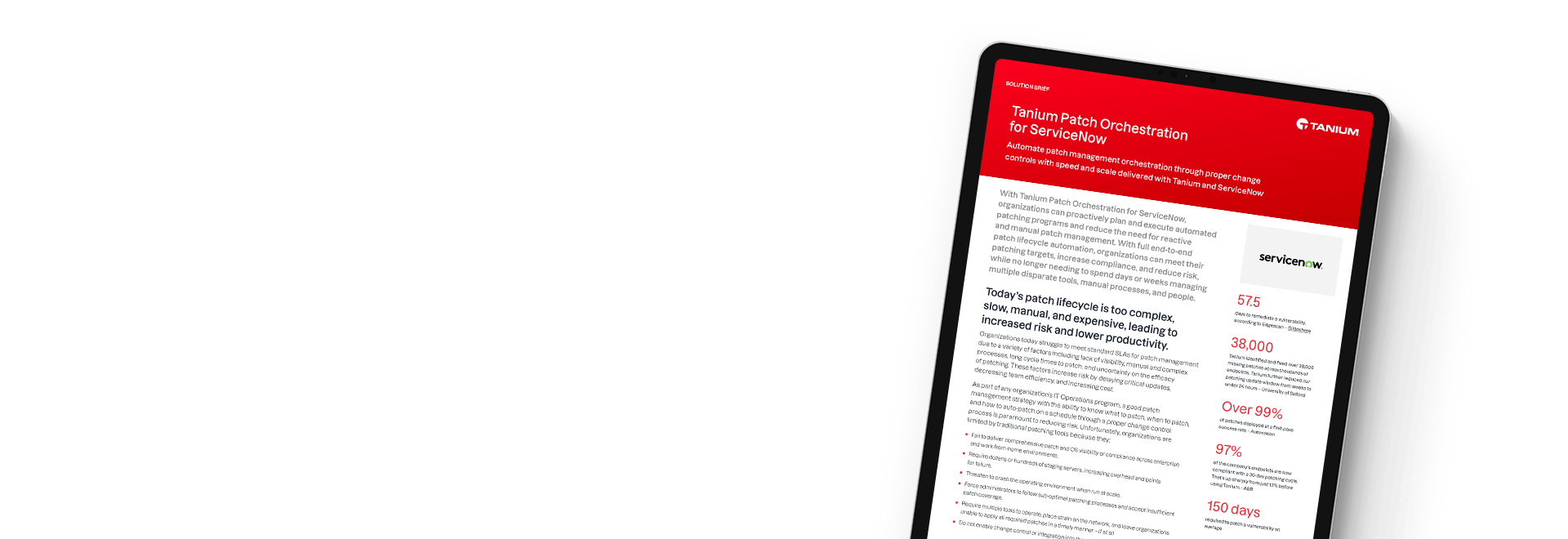 Orchestration des correctifs Tanium pour la présentation de la solution ServiceNow