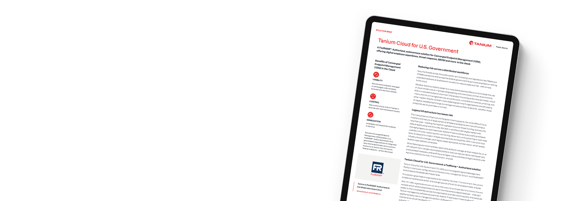 Feuille de données de Tanium Live UI pour ServiceNow sur tablette