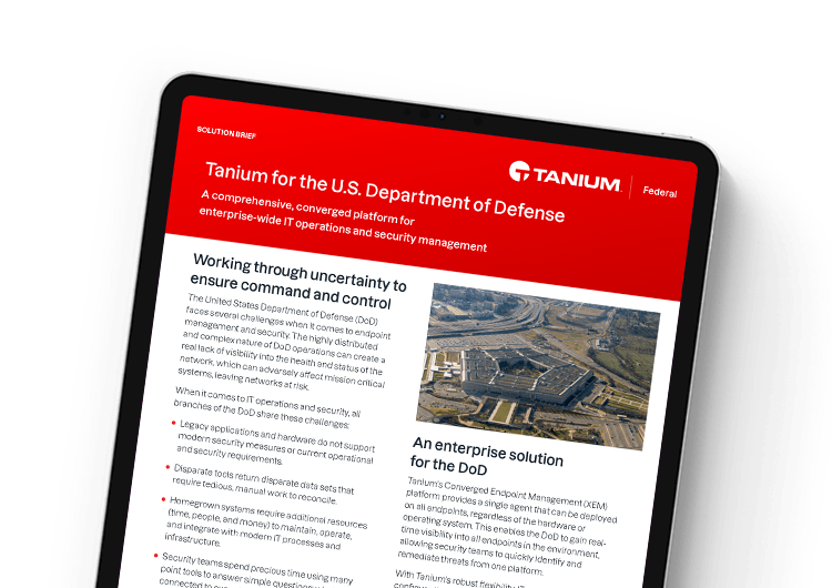 Mobile featured image. Tanium for the U.S. Department of Defense solution brief