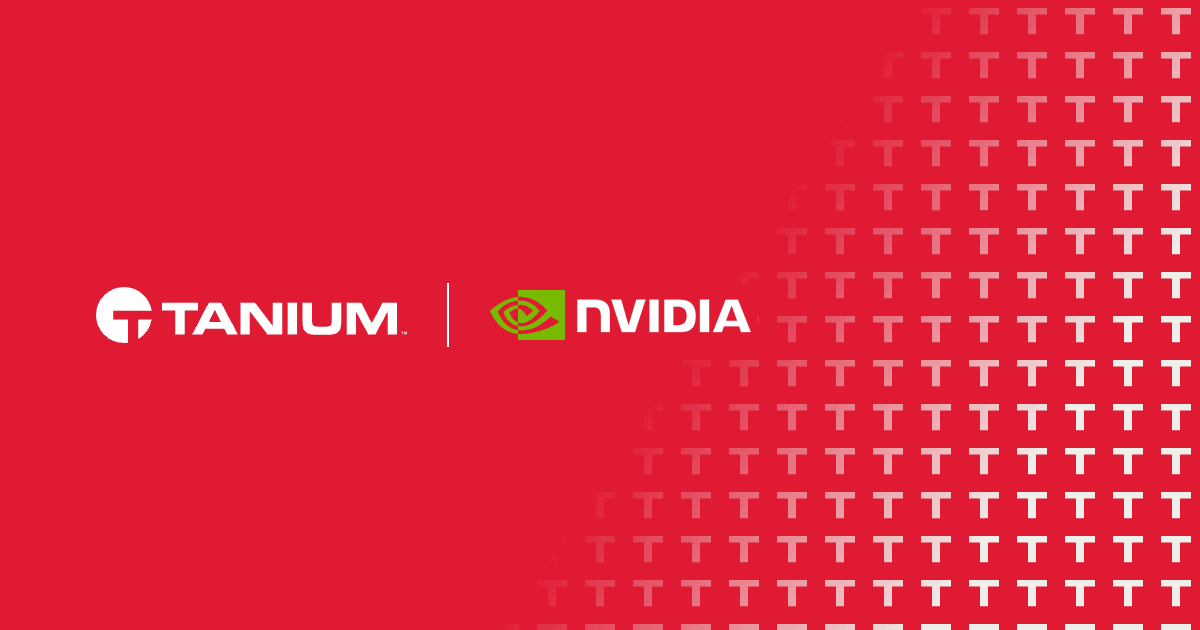 Les logos Tanium et NVIDIA sur fond rouge