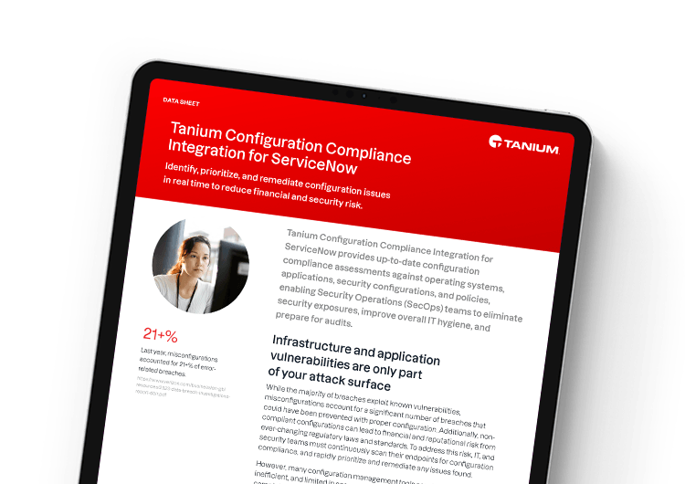image présentée sur mobile. Intégration de Tanium Configuration Compliance pour ServiceNow
