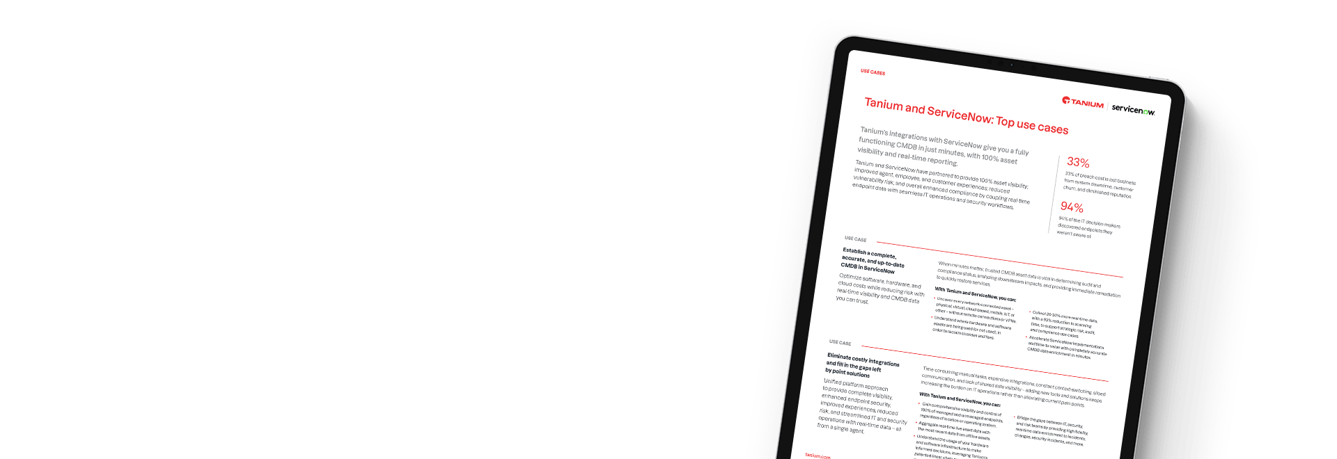 Guide des principaux cas d’utilisation de Tanium et ServiceNow