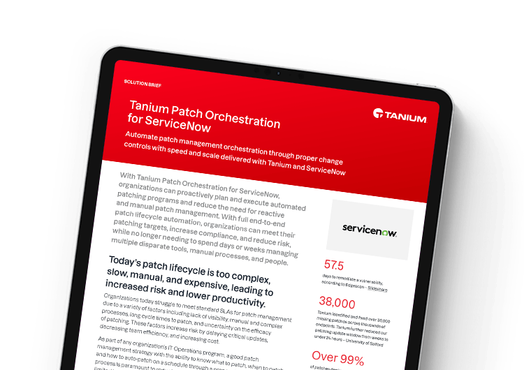 Image présentée sur mobile : Orchestration des correctifs pour la fiche technique ServiceNow