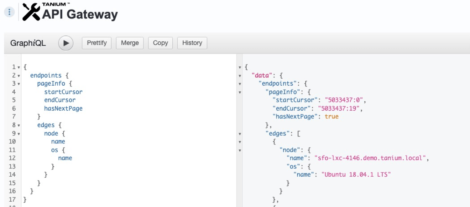 Capture d’écran 5 : activation des informations « pageInfo » sur une requête graphQL