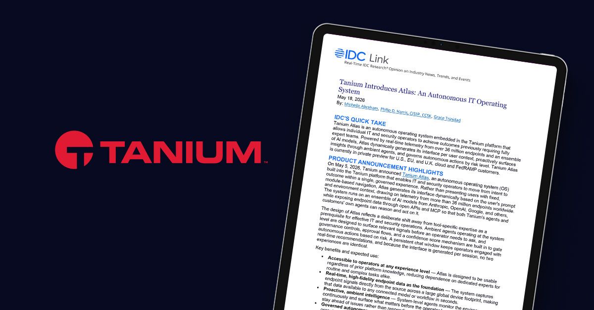 Rapport IDC : Tanium Atlas, un système d’exploitation informatique autonome