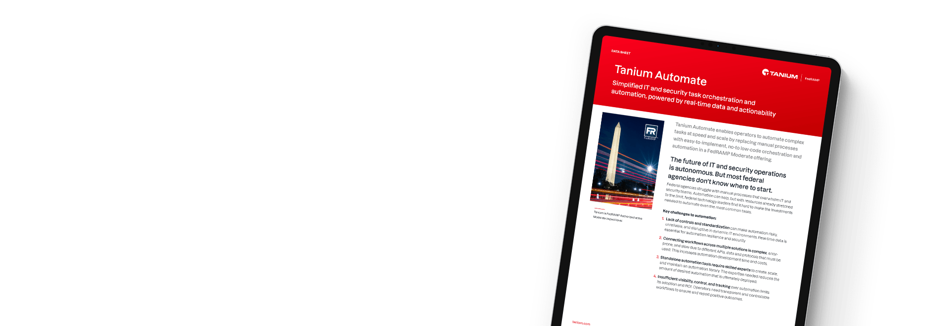 Tanium Automate pour les agences fédérales documente sur tablette
