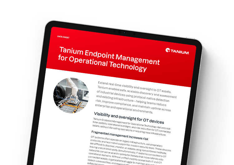 Image mobile en vedette : Tanium Endpoint Management pour la fiche technique OT