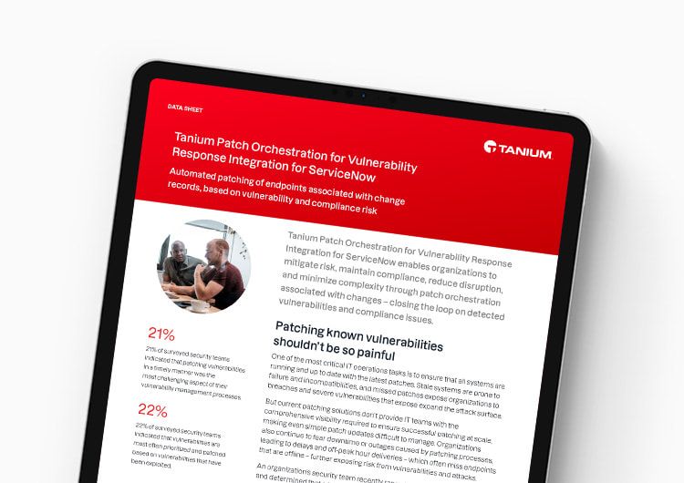 Orchestration des correctifs Tanium pour l’intégration de la réponse aux vulnérabilités pour ServiceNow
