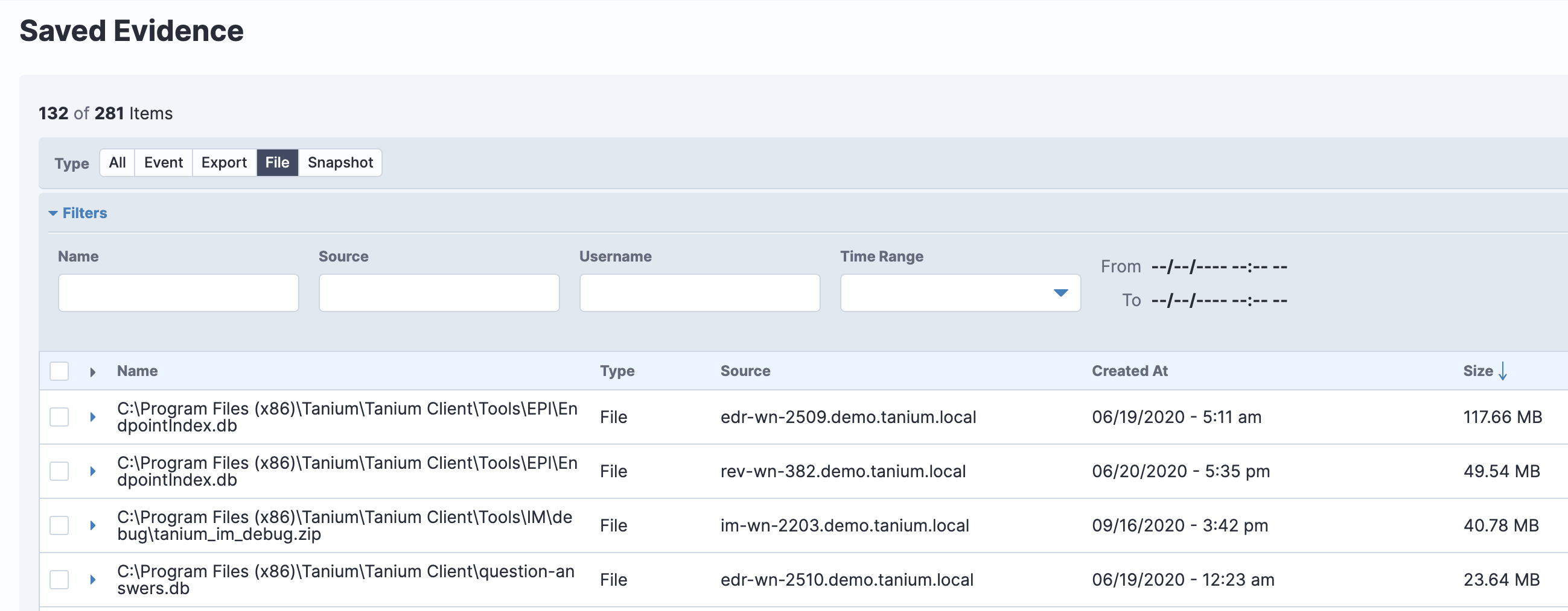L’image montrant Tanium Threat Response peut collecter les données scientifiques d’un endpoint.