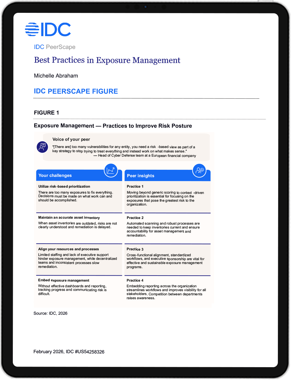 Graphique mobile du rapport IDC PeerScape Best Practices in Exposure Management