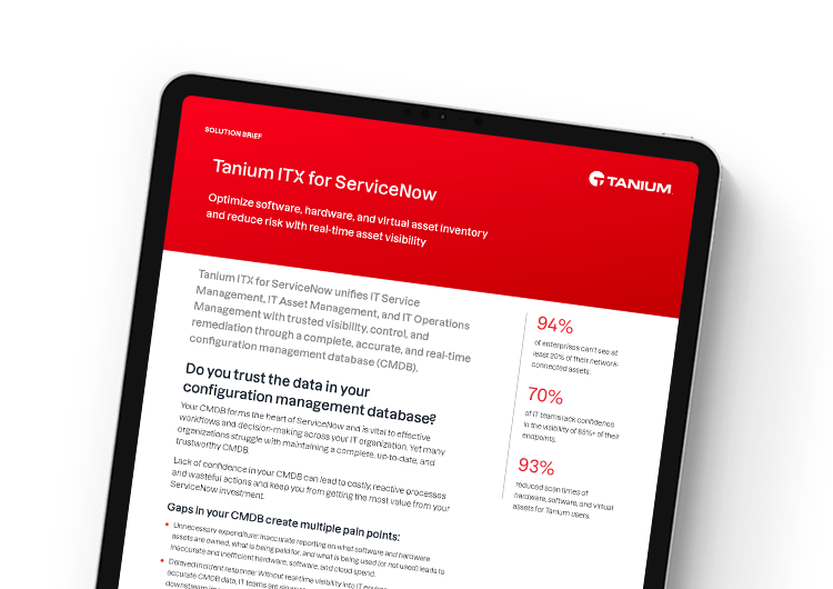 image présentée sur mobile. Présentation de la solution Tanium ITX pour ServiceNow