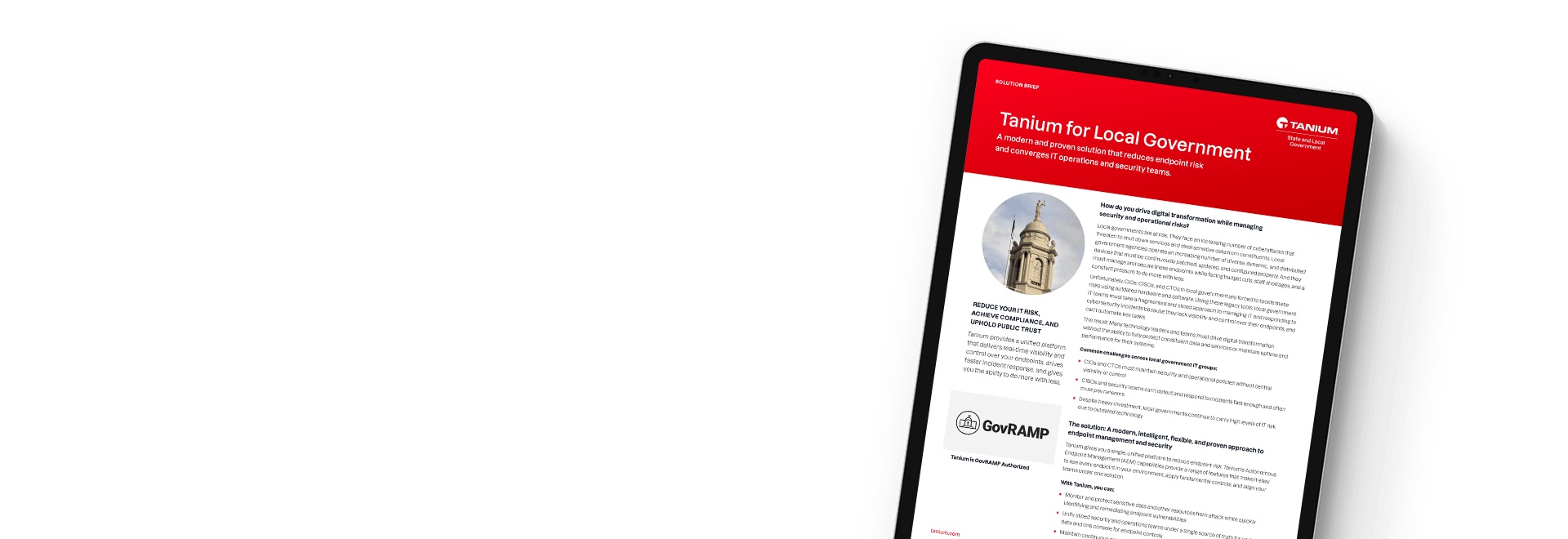 Tablette montrant Tanium pour la solution gouvernementale locale
