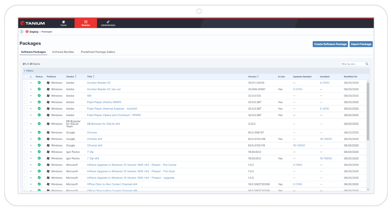 Établi de gestion des packages logiciels