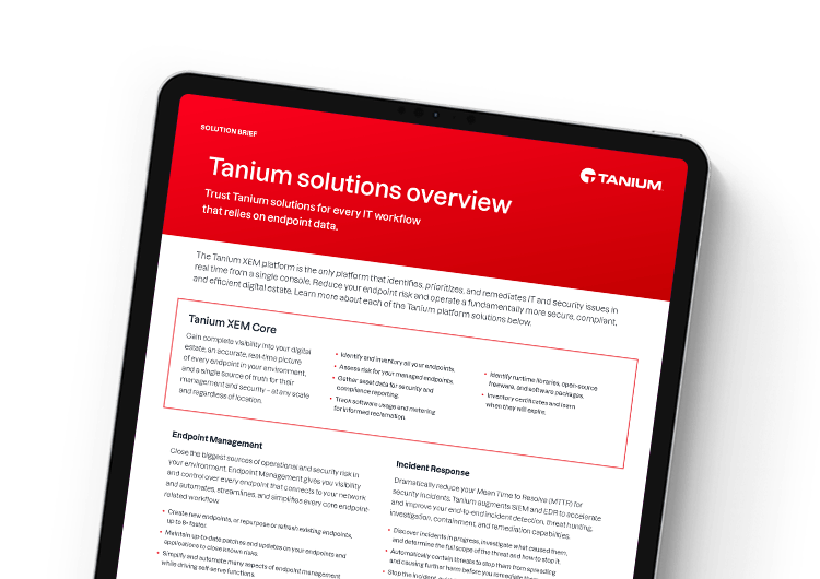 image présentée sur mobile. Aperçu des solutions Tanium