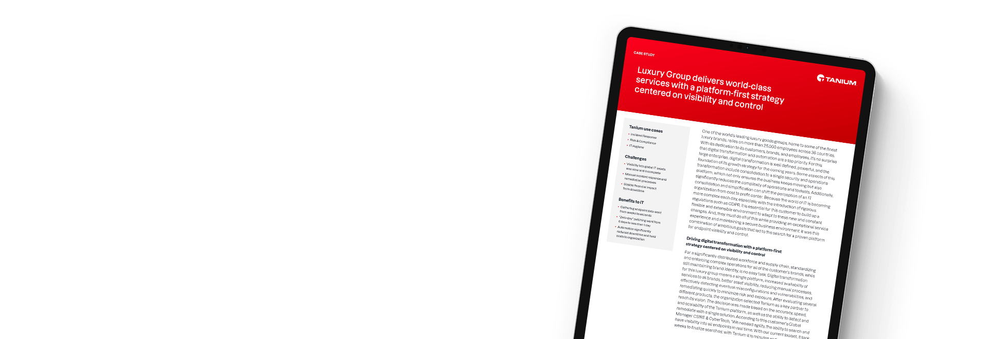 Aperçu du document de l’étude de cas « Le Luxury Group fournit des services de vente au détail de classe mondiale avec Tanium »