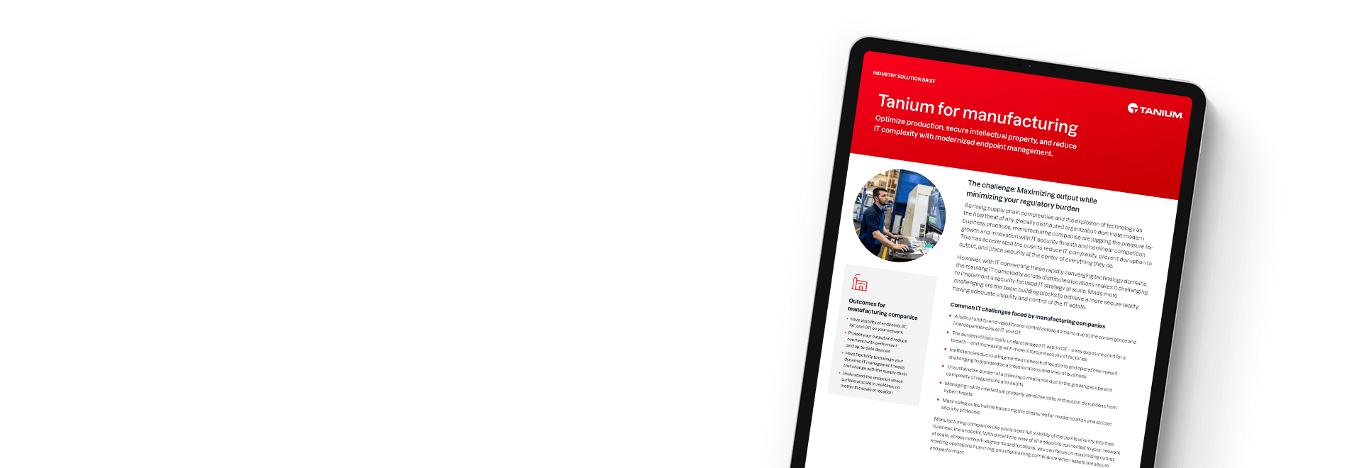 Présentation de Tanium pour la solution de fabrication