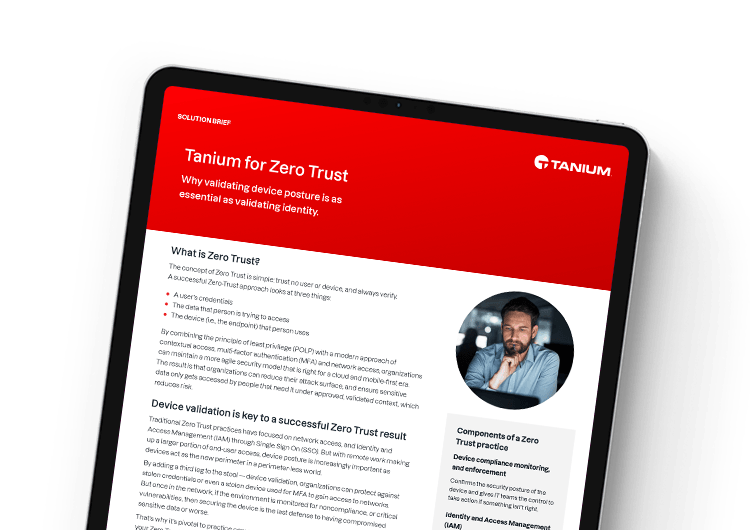 image présentée sur mobile. Aperçu de solution Tanium pour Zero Trust