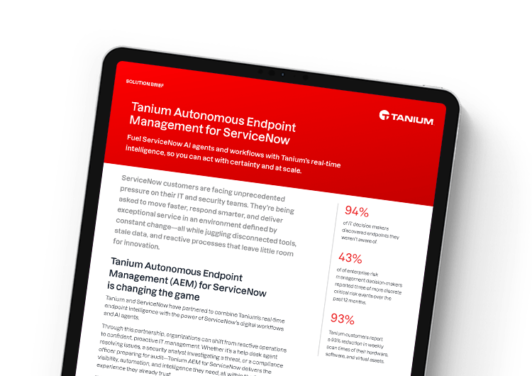 image présentée sur mobile. Présentation du partenariat Tanium et ServiceNow