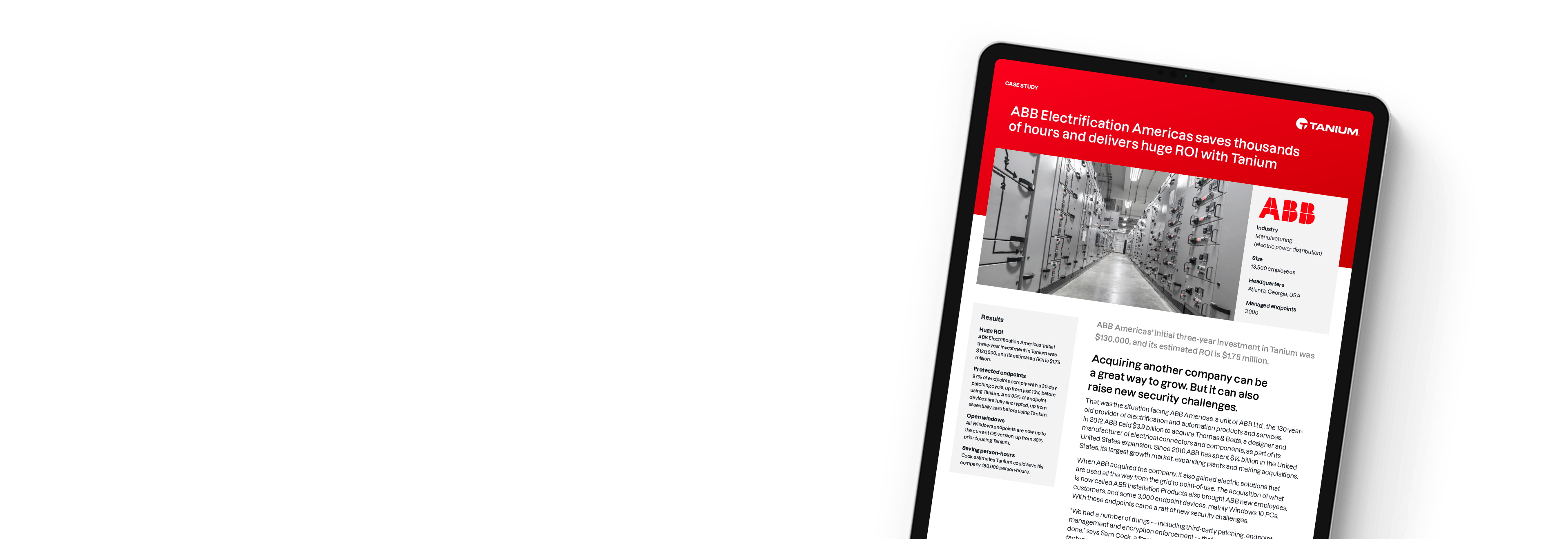 Tablette affichant l’étude de cas « Étude de cas ABB Electrification Americas »