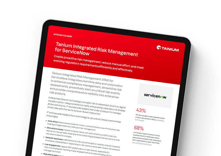 Image présentée sur mobile : brief Tanium IRM pour ServiceNow