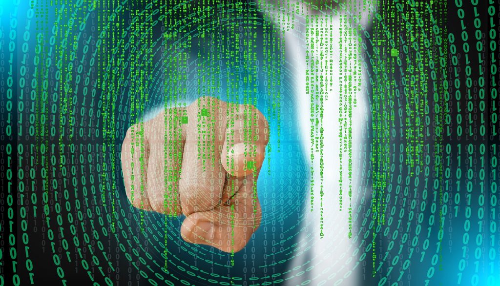 Illustration abstraite d’une tête brillante recouverte d’un code numérique