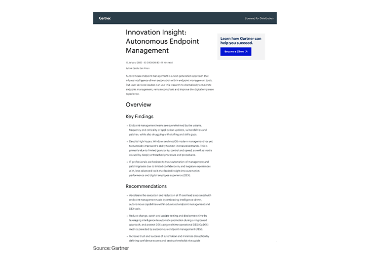 Image présentée sur mobile : Innovation Insight : Autonomous Endpoint Management