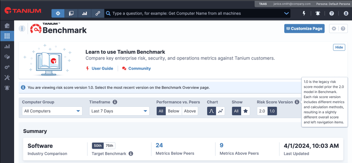 Capture d’écran de Tanium Benchmark