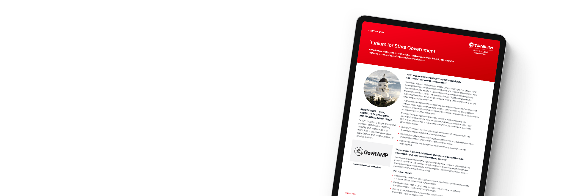 Tablette montrant Tanium pour la solution gouvernementale de l’État