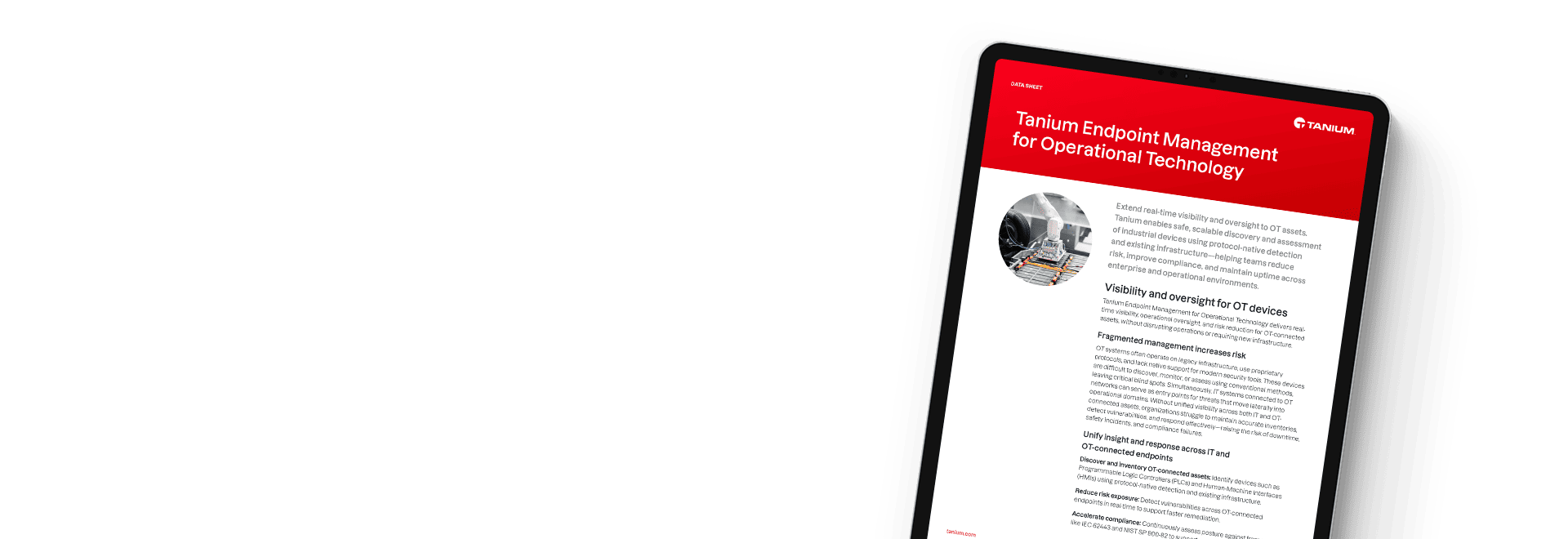 Fiche technique Tanium Endpoint Management pour les technologies opérationnelles sur tablette