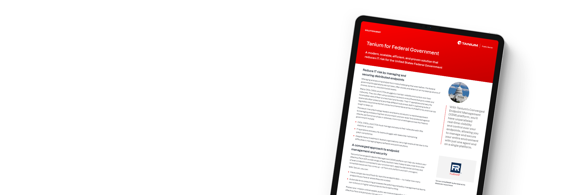 Aperçu du document de la solution « Tanium pour le gouvernement fédéral »
