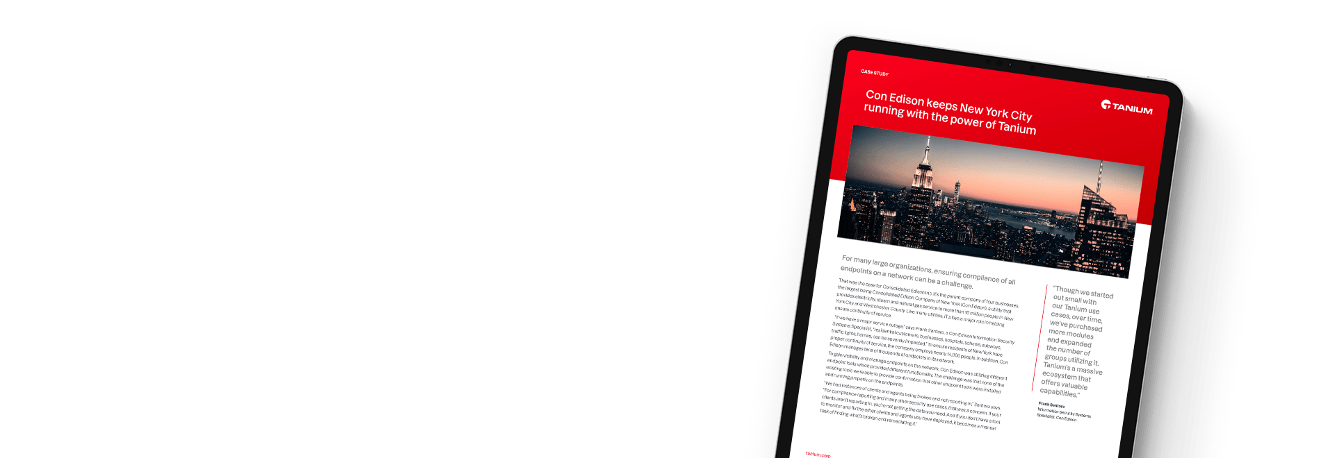 Tablette présentant l'étude de cas de Con Edison à New York City