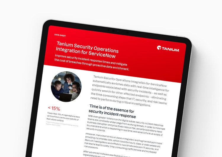Intégration des opérations de sécurité Tanium pour ServiceNow