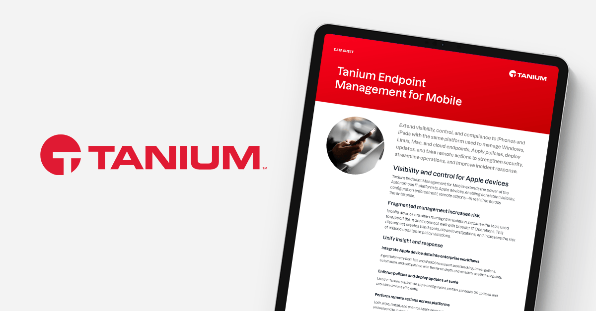 Méta-image en vedette : fiche technique de Tanium Endpoint Management pour Mobile