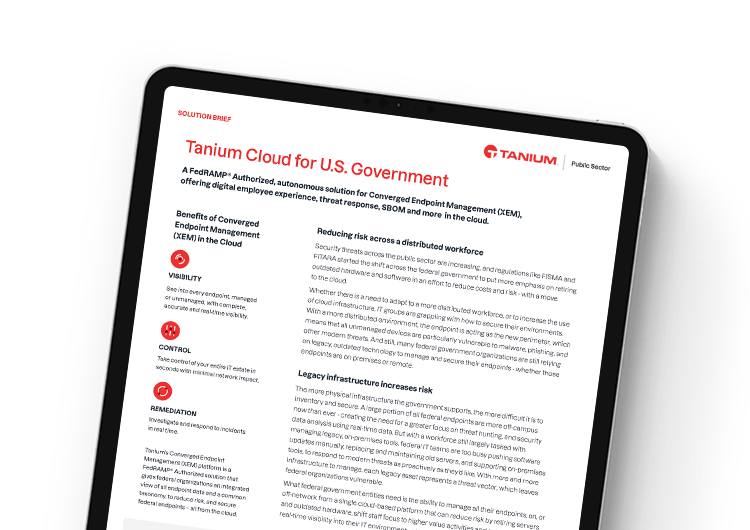 Image présentée sur mobile : Tanium Cloud pour le gouvernement américain