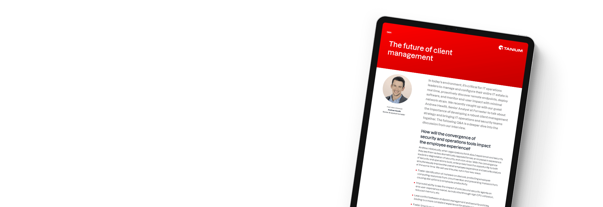 Tablette montrant les questions-réponses sur l’avenir de la gestion des clients